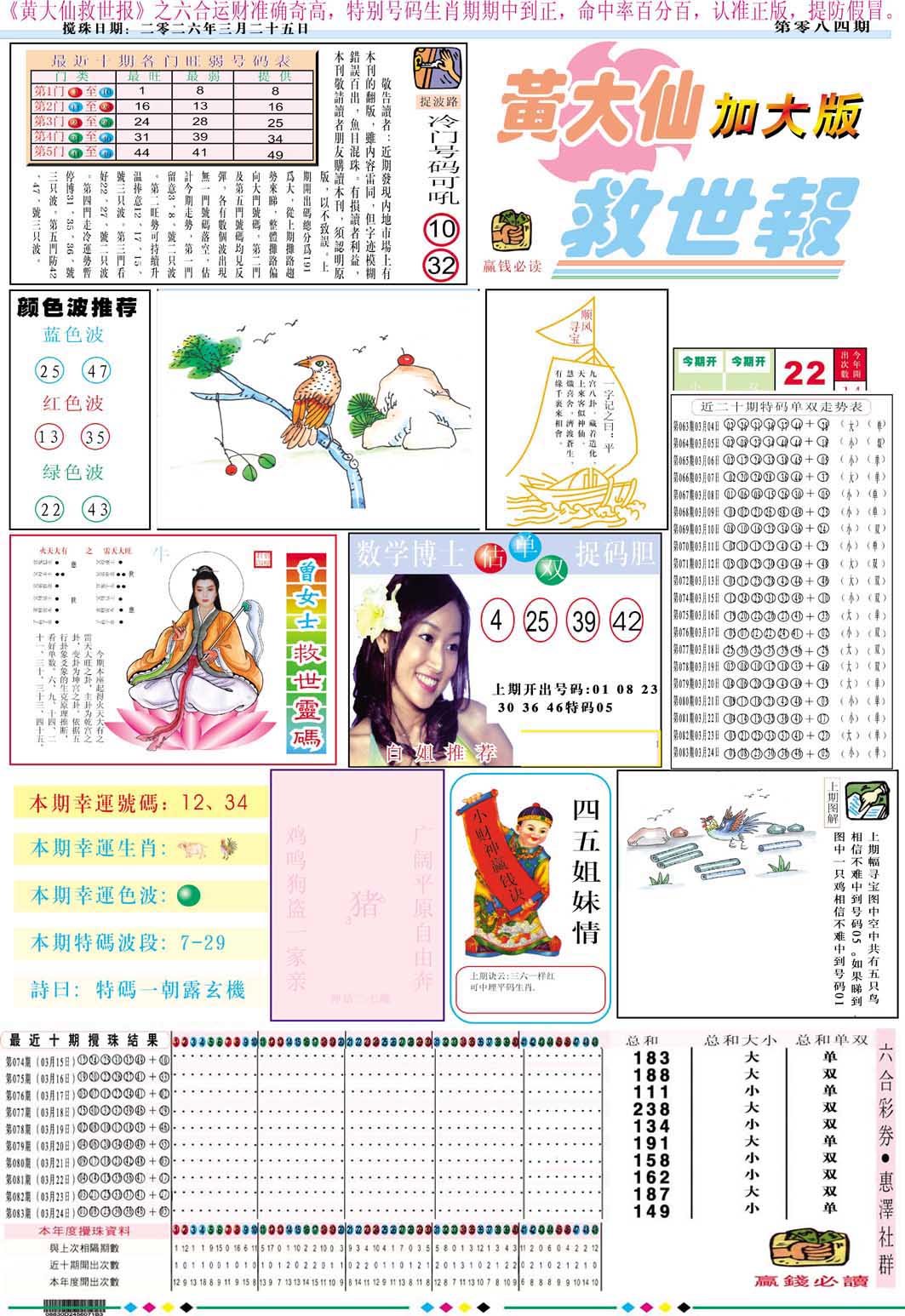084期黄大仙救世A加大版[图]